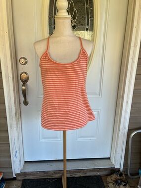 Old Navy Coral and White Striped Spaghetti Strap Camisole